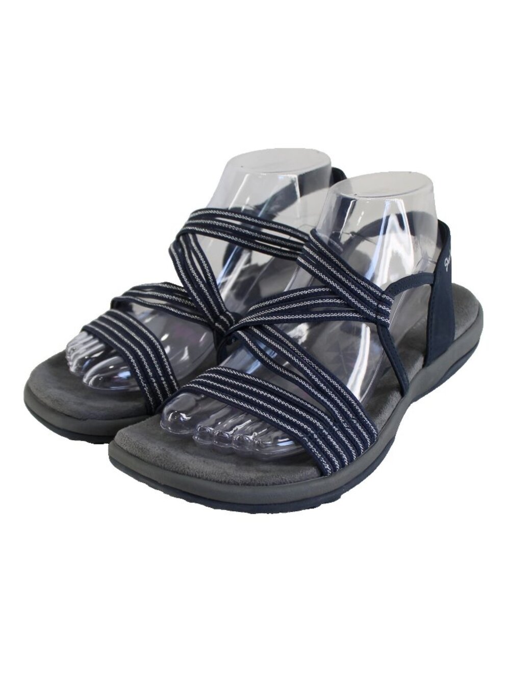 Skechers Reggae Slim Stretch Slinky Sandals Womens Size 9 Navy Silver Strappy